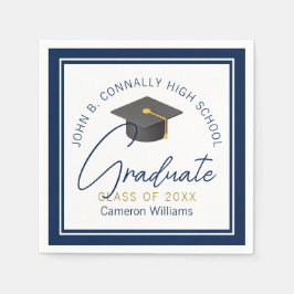 Chic Navy Blue Modern Graduation Party Serviette