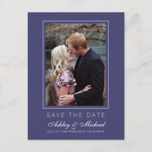 Chic Navy Blue Save the Date Verlobung Foto Ankündigungspostkarte