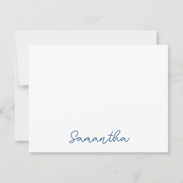 Chic Navy Blue Script Name Mitteilungskarte (Vorderseite)