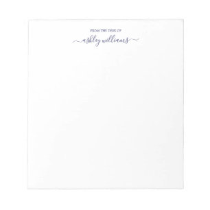 Chic Navy Blue Script vom Schreibtisch mit dem Nam Notizblock