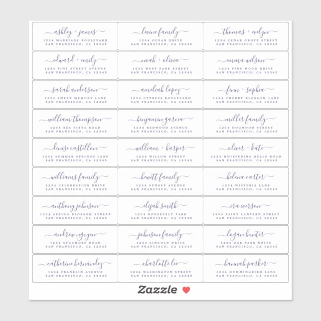 Chic Navy Blue Script Wedding Guest Address Labels (Blatt)