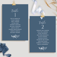 Chic Navy Blue Seating Plan Cards mit Gästennamen