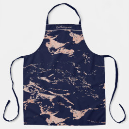 Chic Navy Blue und Rose Gold Foil Marmor Schürze