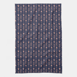 Chic Navy Blue und Rose Gold Foil Tribal Arrows Geschirrtuch