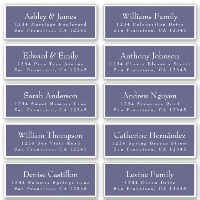 Chic Navy Blue Wedding Guest Address Labels (Vorderseite)