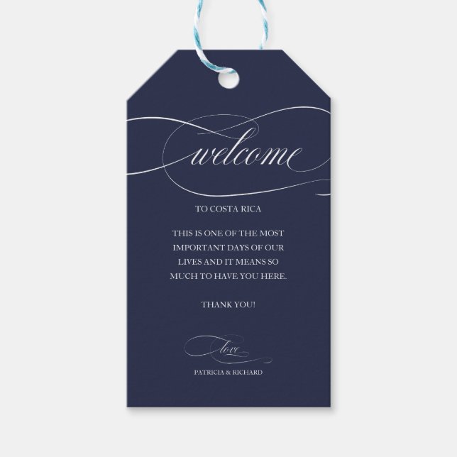 Chic Navy Blue Wedding Herzlichen Dank Geschenkanhänger (Vorderseite)