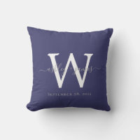 Chic Navy Blue White Monogram Wedding Keepake