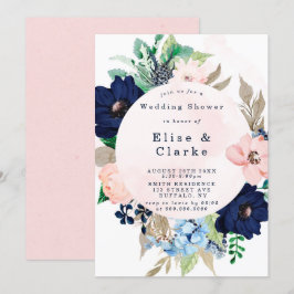 Chic Navy Blush Pink Polterabend lädt ein