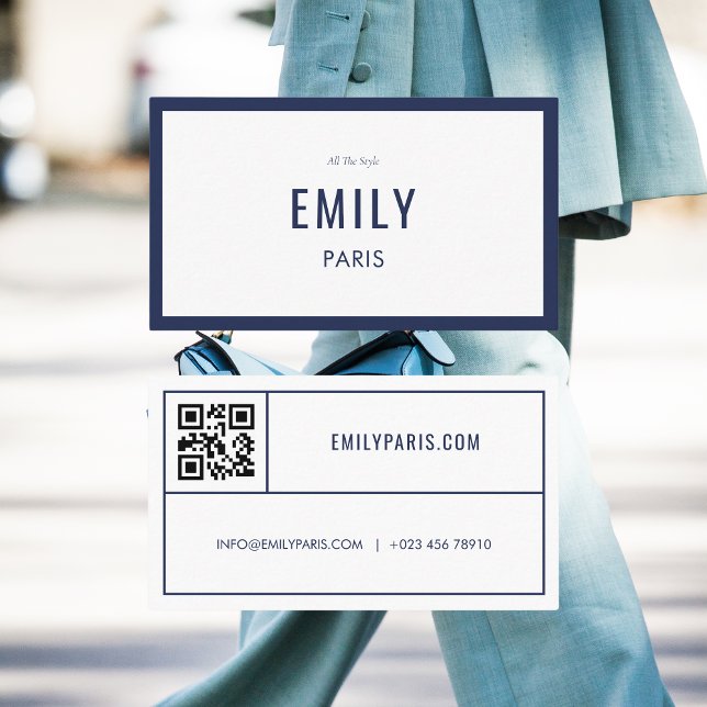 Chic Navy Fashion / Beauty Business Card QR Code Visitenkarte (Von Creator hochgeladen)