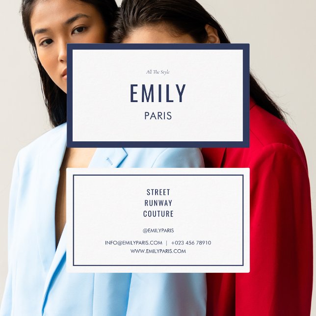 Chic Navy Fashion Stylist / Beauty Business Card Visitenkarte (Von Creator hochgeladen)