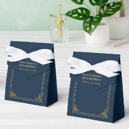 Chic Navy Gold Art Deco 80th Birthday Geschenkschachtel