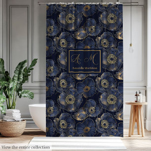 Chic Navy Gold Badezimmer Statement Vorhang