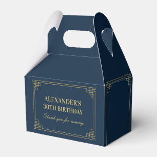 Chic Navy Gold Gatsby Art Deco Rahmen Geburtstag Geschenkschachtel
