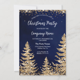 Chic Navy Gold Glitzer Pine Corporate Party Einladung