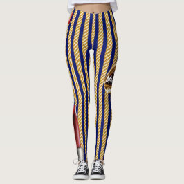 Chic Navy Gold Lines Lips Girly 2022 Leggings