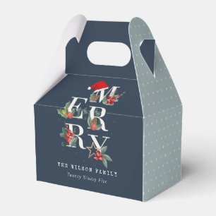 Chic Navy Red Green White Frohe Weihnachtsfolien Geschenkschachtel