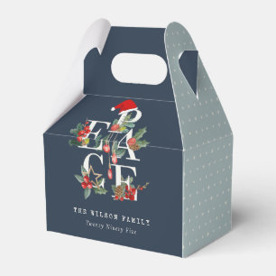 Chic Navy Red Green White Peace Christmas Folies Geschenkschachtel