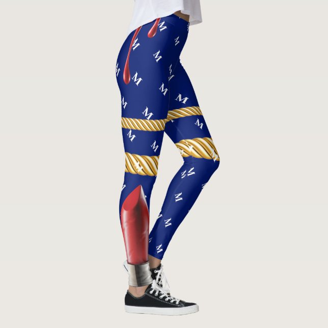 Chic Navy stilvolle Lips Geschenk Bday Beauty Girl Leggings (Rechts)