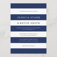 Chic Navy Stripes Hochzeitseinladung