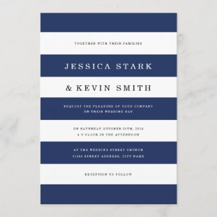 Chic Navy Stripes Hochzeitseinladung Einladung