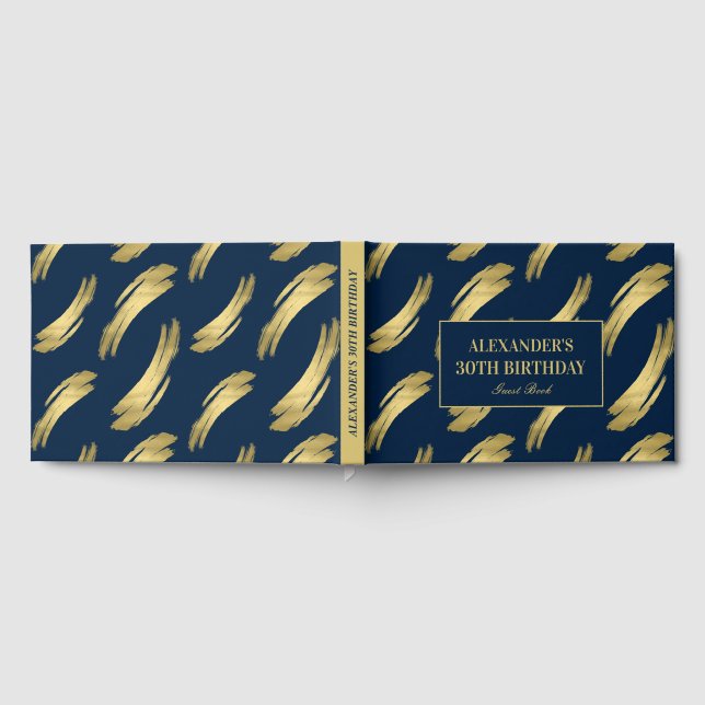 Chic Navy und Gold Foil Geburtstag Gästebuch (Voll)