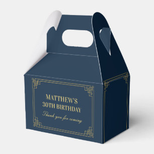 Chic Navy und Gold Gatsby Art Deco Rahmen Geburtst Geschenkschachtel