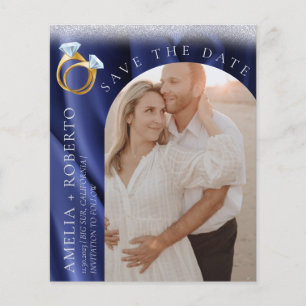 Chic Navy Velvet Hochzeit Speichern Sie das Datum Flyer