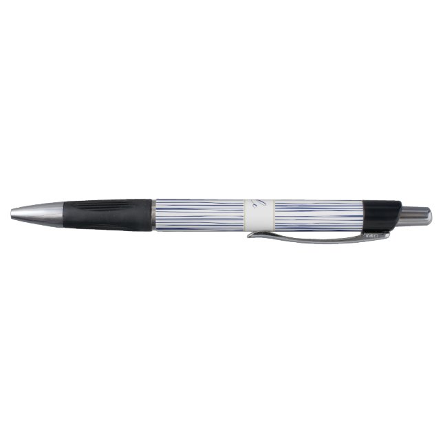 Chic Navy & White Strip Muster Monogram Pen Kugelschreiber (Unterseite)