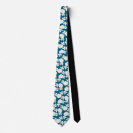 Chic navyblau-weißes Blumenmuster Krawatte