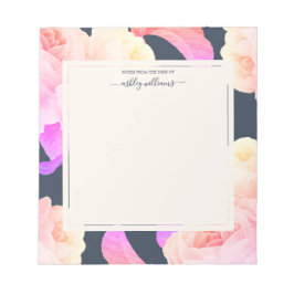 chic Neon Rose Dark Blue Personalized Notizblock