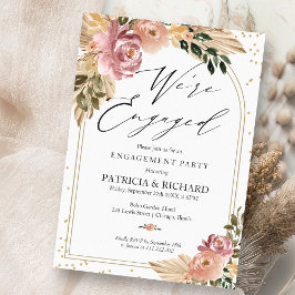 Chic Neutral Colors Boho Floral Engagement Party Einladung