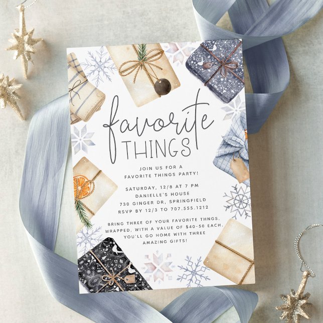 Chic Neutral Holiday Favorite Things Party Einladung (Shown on 5x7 Matte paper)