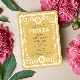 Chic Neutral Papel Picado Hochzeit Probe Abendesse Einladung