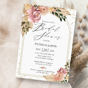 Chic neutrale Farben Boho Floral Brautparty Einladung