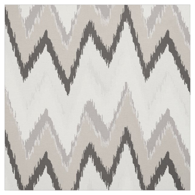Chic neutrales Beige-Ikat-Zickzack Muster Stoff (Muster)