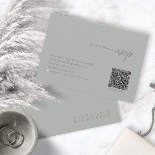 Chic Neutrals Hochzeit QR Code Sage Gray ID1020 RSVP Karte