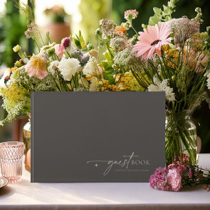 Chic Neutrals Minimalistisch Wedding Charcoal ID10 Gästebuch