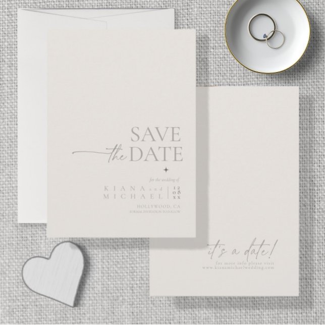 Chic Neutrals Wedding Bone White Vert ID1020 Save The Date (Von Creator hochgeladen)