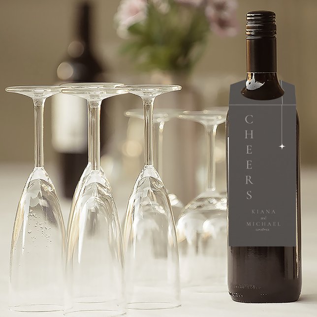 Chic Neutrals Wedding Cheers Charcoal ID1020 Flaschenanhänger (Von Creator hochgeladen)