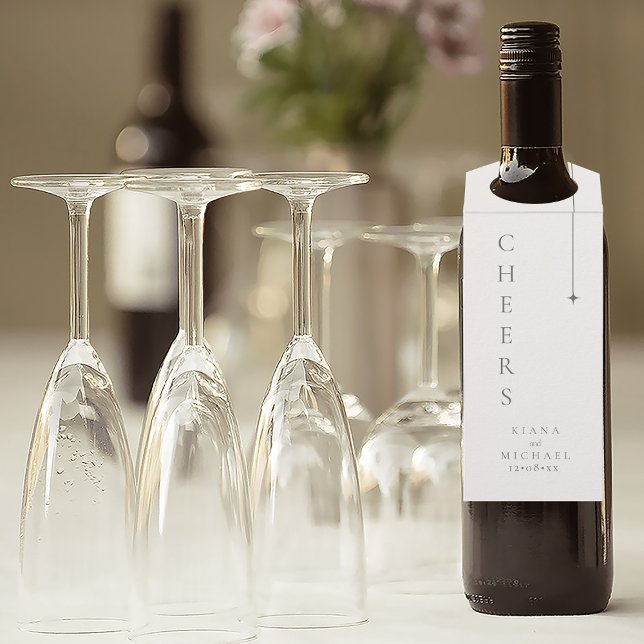 Chic Neutrals Wedding Cheers Pulver ID1020 Flaschenanhänger (Von Creator hochgeladen)