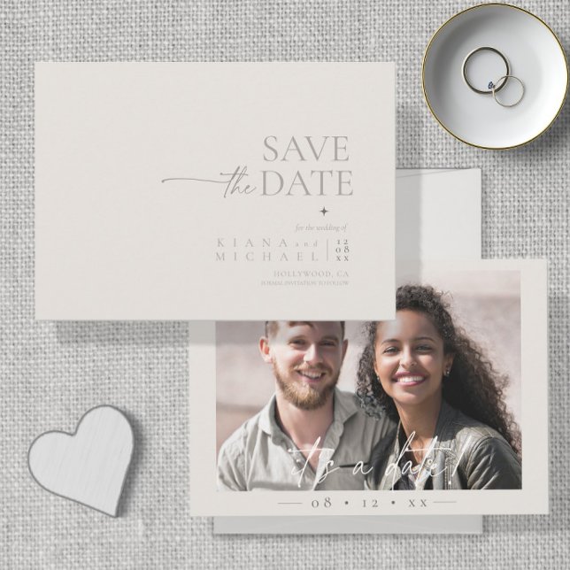 Chic Neutrals Wedding Foto Knochen Weiß ID1020 Save The Date (Von Creator hochgeladen)