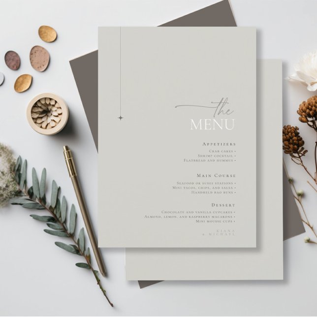 Chic Neutrals Wedding Menu Pastel Gray ID1020 (Von Creator hochgeladen)