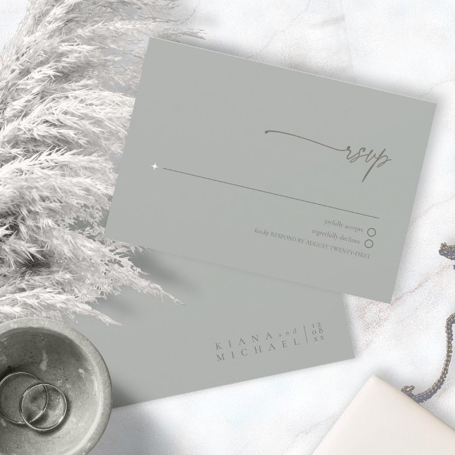 Chic Neutrals Wedding Sage Gray ID1020 RSVP Karte (Von Creator hochgeladen)