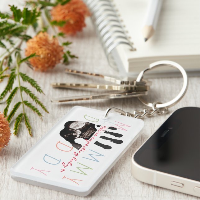 Chic New Baby Sonogram Ultrasound Foto Schwangersc Schlüsselanhänger (Vorderseite rechts)