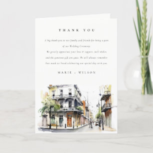 Chic New Orleans Louisiana Watercolor Wedding Dankeskarte