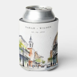 Chic New Orleans Louisiana Watercolor Wedding Dosenkühler
