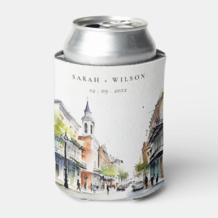 Chic New Orleans Louisiana Watercolor Wedding Dosenkühler