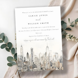 Chic New York City Skyline Watercolor Verlobung Einladung