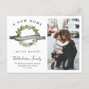 Chic New Zuhause for the Holidays Wreath Foto Movi Ankündigungspostkarte