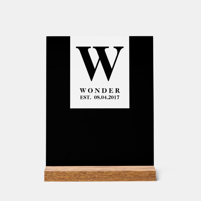 Chic Newly Wed Design Acrylschild (Vorderseite)